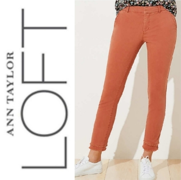 LOFT Frayed Girlfriend Chinos Soft Sienna Pants - Picture 4 of 13